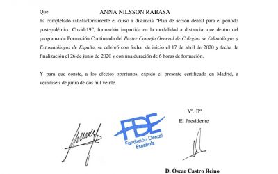 Certificados de Curso Control de COVID en A2 Dental